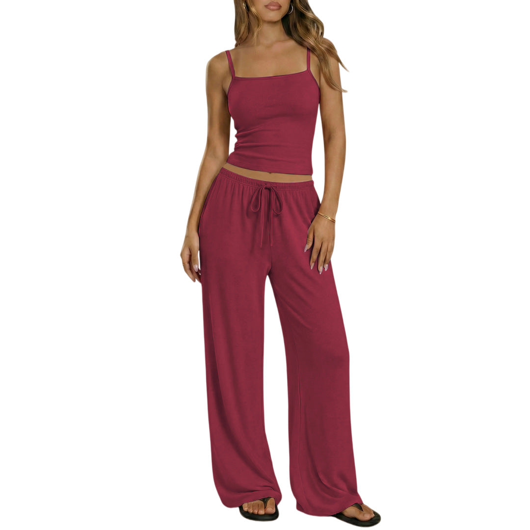 Comfortable camisole, loose leg pants set for daily wear