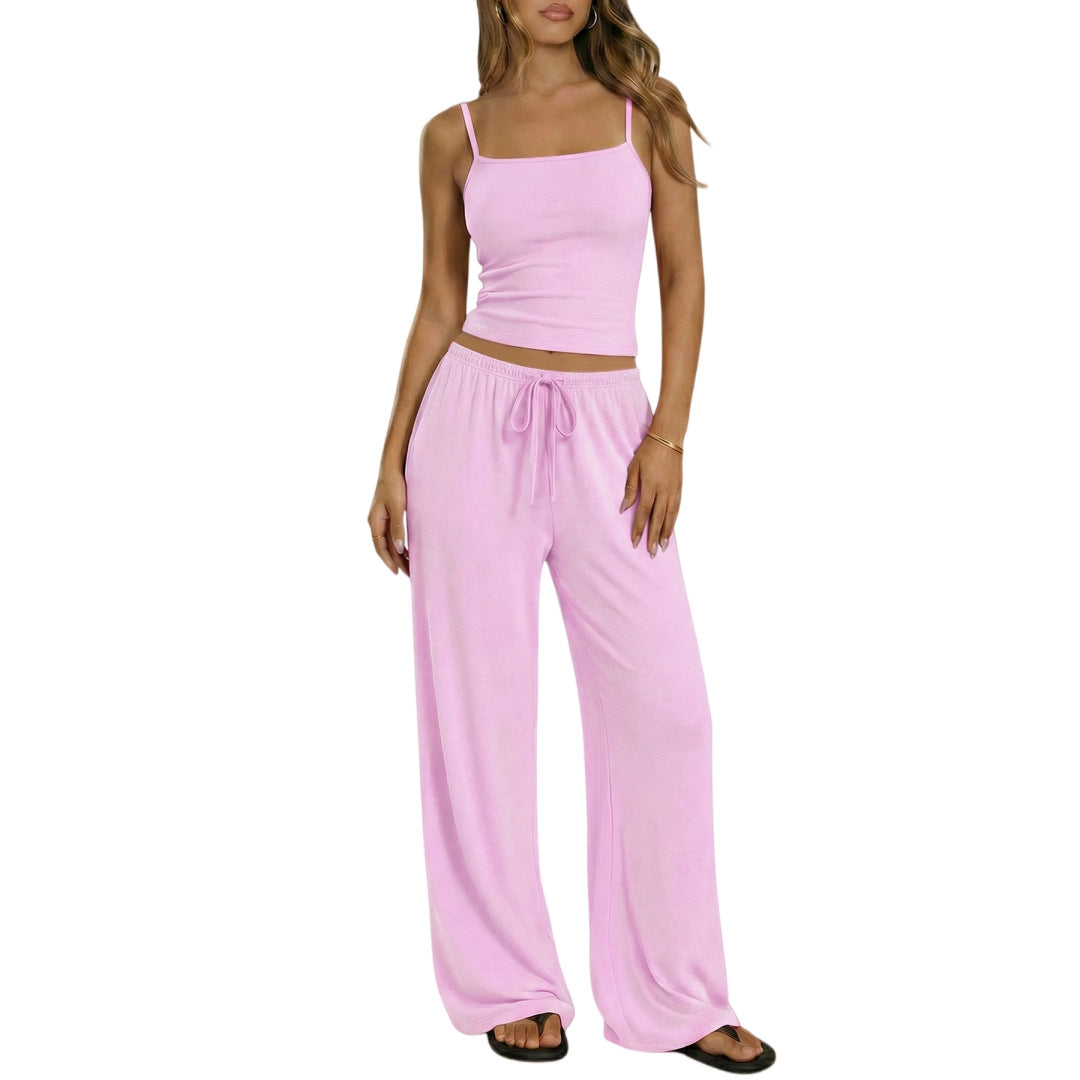 Comfortable camisole, loose leg pants set for daily wear