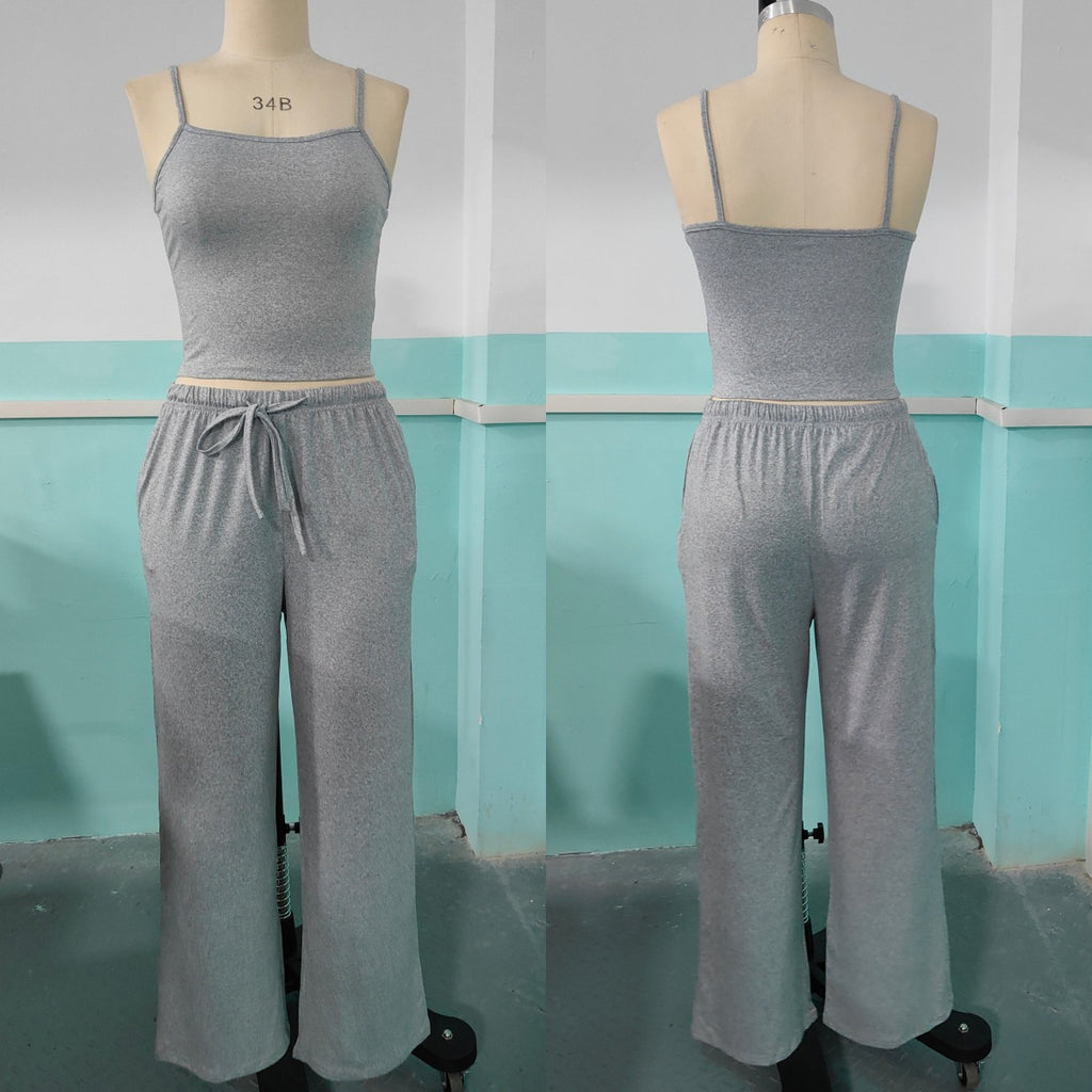 Comfortable camisole, loose leg pants set for daily wear